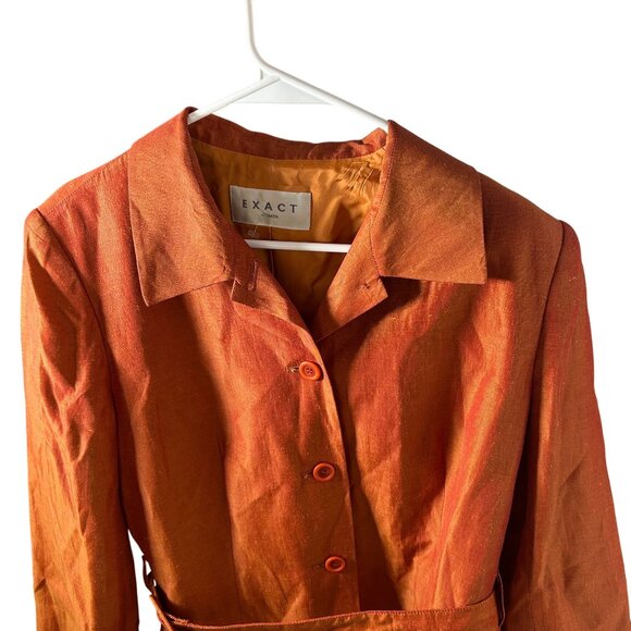 Vintage Exact Linen Blend Orange Belted Blazer Jacket EU46 USL - Picture 4 of 5